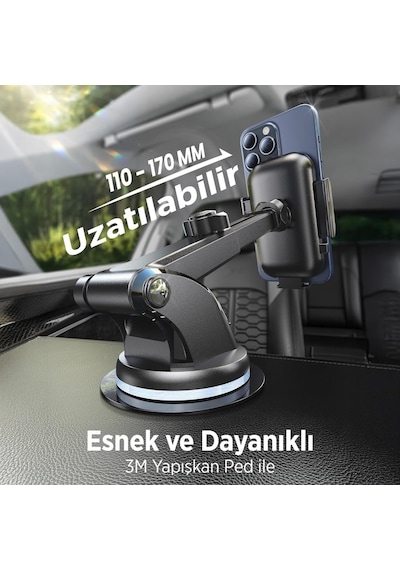 Kingma Vantuzlu Uzayan Cam Ve Torpido İçin Ayarlanabilir Araç İçi Telefon Tutucu Diğer
