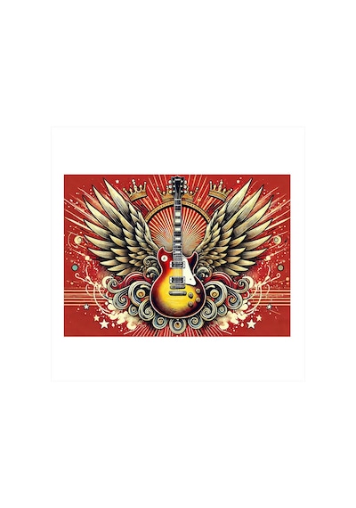 Kanatlı Gitar Sanatı Art Mdf Poster