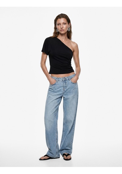 Koton Slim Fit Kısa Kollu Asimetrik Yaka Tek Omuz Bluz Siyah 6sak10482ek Koton Slim Fit Kısa Kollu Asimetrik Yaka Tek Omuz Bluz Siyah 6sak10482ek