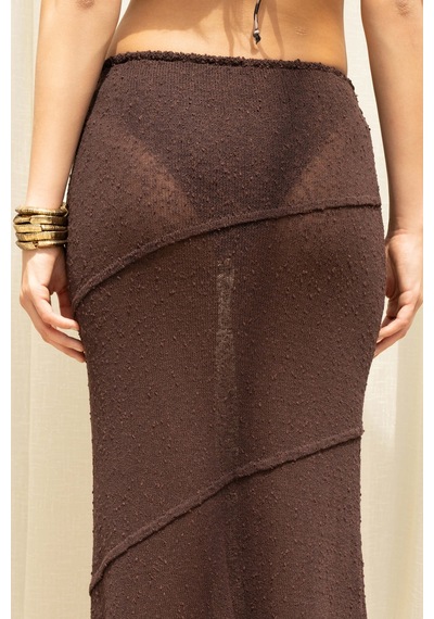 Mai Collection Praiano Asimetrik Kahve Crop Etek Takım