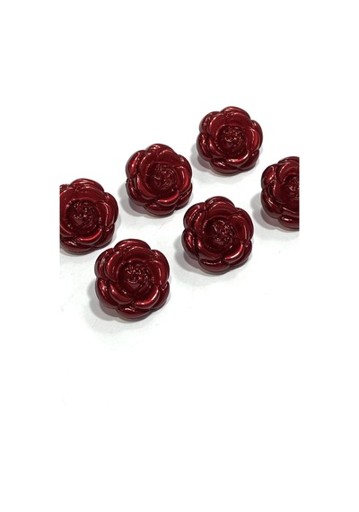 İtalyan Gül Düğme / 6'lı Set / Bordo / 2.2 Cm / İgd1