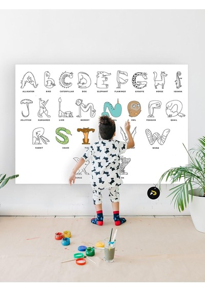 Postermanya Pster21321 Ingilizce Alfabe Eğitici Dev Boyama Kağıdı, Çocuklar Için Aktivite Boyama Rulosu 90x130cm
