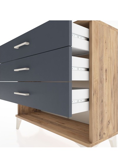 Arges Şifonyer 3 Çekmeceli 88x30x80 Çam-antrasit Çam