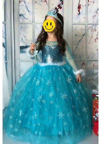 Parti Selesi Frozen Elsa Uzun Kol Kostüm Ve Doğum Günü Parti Seti 16 Kişilik Lüks Set Mavi