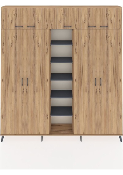 Arges Dolap 18 Raflı 9 Kapaklı 220x30x243 Çam-çam/antrasit Atlas Çam/antrasıt Arges Dolap 18 Raflı 9 Kapaklı 220x30x243 Çam-çam/antrasit Atlas Çam/antrasıt