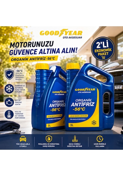 Goodyear Goodyear Pro Defense Kırmızı Organik Antifriz -56 C 3 Lt 2 X 3 Litre