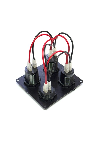 Goldsea Şarj + Şarj + Usb-C + Voltmetre Soketi Metal Çerçeveli 12-24V 110 X 110 Mm