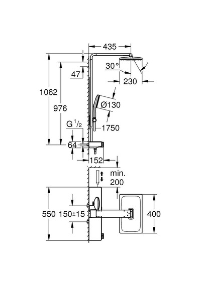 Grohe Rainshower Aqua Pure Duvara Monte Termostatik Bataryalı Duş Sistemi Siyah/krom - 100961kı00 Siyah