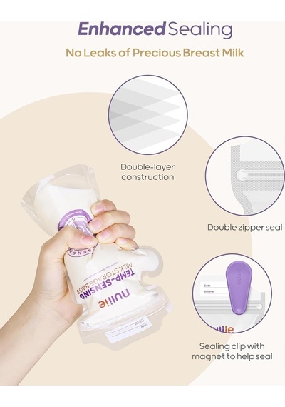 Nuliie 60 Adet Göğüs Sütü Saklama Torbası, 180ml, Kilitli Klips, Sızdırmaz, Bpa Içermeyen, Emzirme Aksesuarları