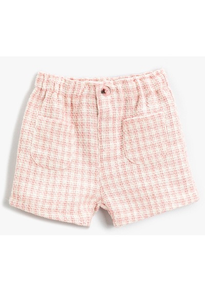 Koton Ekoseli Cep Detaylı Şort Pembe Ekose 2smg40038aw Pembe