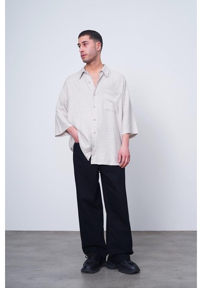 Taş Basic Yarım Kollu 1b Ch Oversize Gömlek Taş
