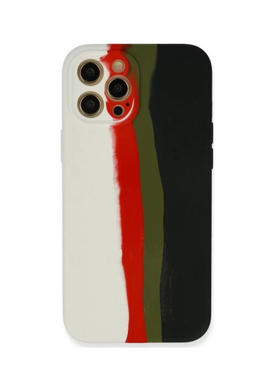 Apple iPhone Uyumlu  Uyumlu 12 Pro Kılıf Ebruli Lansman Silikon - Beyaz-siyah