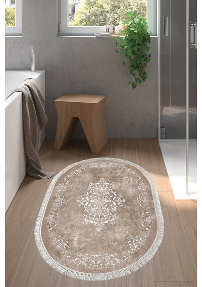 Eko Trend Djt Halı Yıkanabilir Kaymaz Taban 616 Oval Klasik Bej
