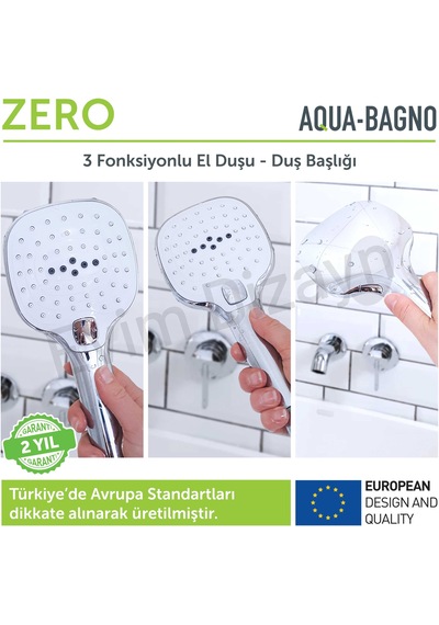 Aqua Bagno Zero El Duşu - Duş Başlığı 3 Fonksiyonlu Krom