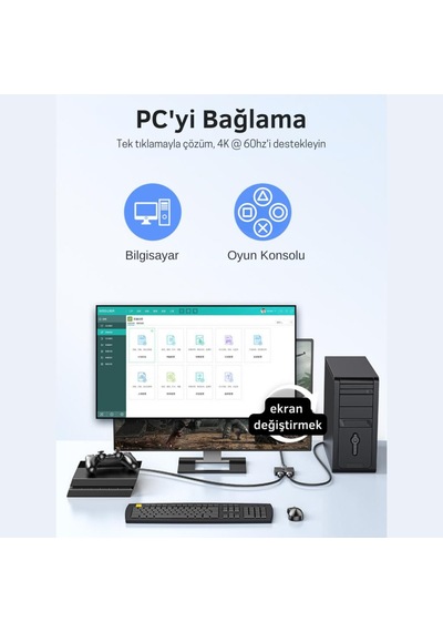 Coofbe Jasoz Hdmı Dagitici 4k 60hz Çift Yönlü Hdmı Çogalticı 2in1 Çift Yönlü Hdmı Switch Adaptör