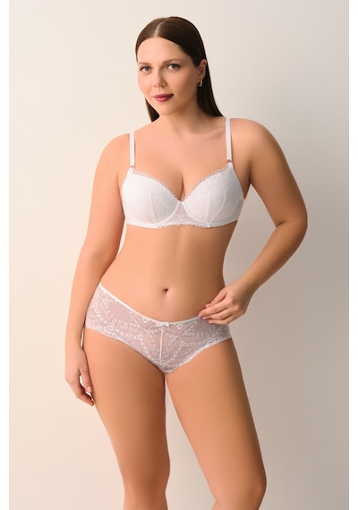 Suwen Lace Deluxe Yüksel Bel Dantelli Slip Külot Sw4055101 Beyaz