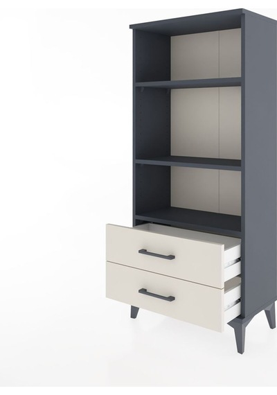 Hyperion Dolap 3 Raflı 2 Çekmeceli 60x44x134 Antrasit-aytaşı Antrasit