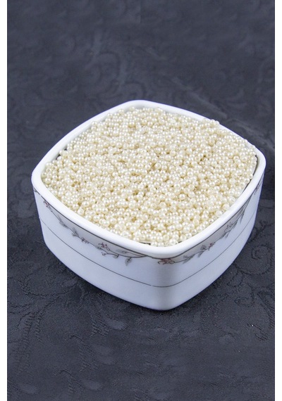 Krem Tonu 3 Mm Plastik İnci Boncuk Takı Aksesuar Malzemesi 25 Gr