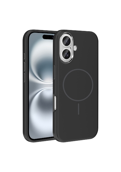 Zore İphone 16 Kılıf M-safe Şarj Özellikli Metal Kamera Çerçeveli Ogaa Edi Silikon Kapak - Siyah