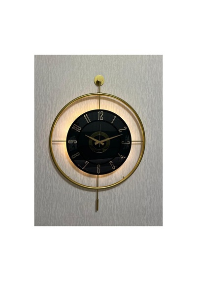 Pey Aksesuar Metal Camlı Duvar Saati 60x80 Cm Büyük Boy Işıklı Gerçek Cam Gold-füme-siyah-gold M61-gold-füme-siyah-gold