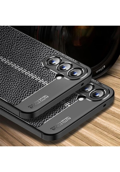 Samsung Galaxy A37 Uyumlu Silikon Kılıf Deri Desenli Darbe Emici Autofocus Tam Koruma Kapak