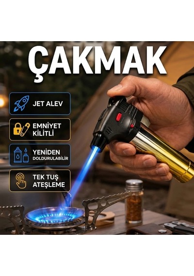 Rüzgar Dayanıklı Jet Alev Pürmüz Çakmak Emniyet Kilitli Ve Yeniden Doldurulabilir