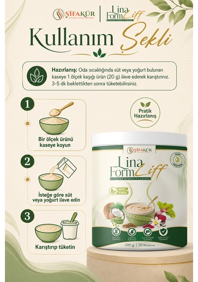 Lina Formliff Yüksek Lifli Bitkisel Ara Öğün Karışımı 600 G İnüli