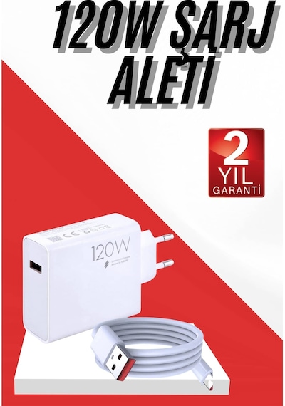 120w Şarj Aleti Hızlı Çift Turbo Şarj Aleti Seti Beyaz 54195721