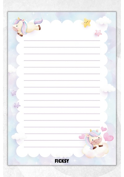 A5 Unicorn Bloknot Çizgili Defter - 50 Yaprak - Memopad - Notepad - Not Defteri - Not Kağıdı Çok Renkli Çok Renkli