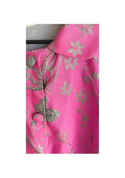 Lila Mare Tekstil İthal Kumaş Özel Tasarım Brokar Ceket Pembe Pembe