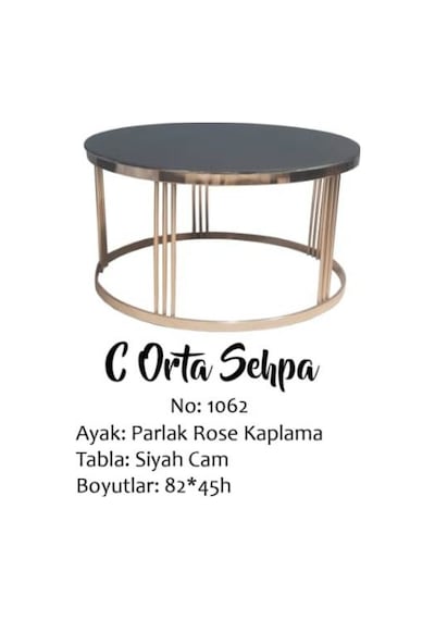 Brc Orta Sehpa C 1062 Model Düz Siyah Temper Cam Metal Transmisyo
