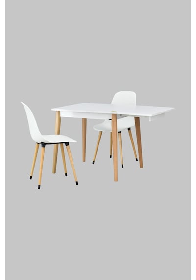 Vilinze Eames Sandalye Avanos Ahşap Mutfak Masası Takımı - 70x80 Cm Beyaz