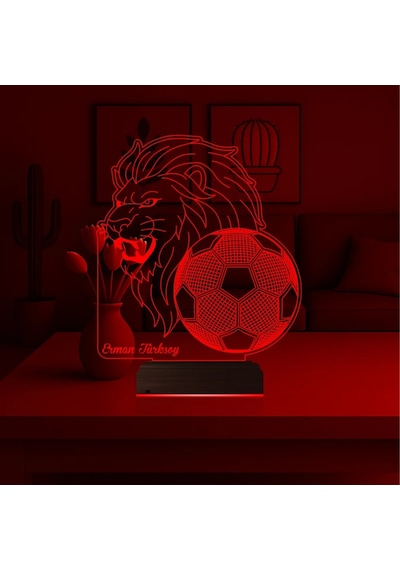 Luvivia Aslan Futbol Topu Taraftar Hediye Cimbom Kişiye Özel 3d Lamba - Masa Gece Lambası Şeffaf