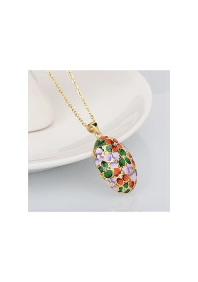 Glaze Flover El Yapımı Emaye 925 Ayar Gümüş & Altın Kaplama Özel Tasarım Zirkon Taşlı Çiçekli Kolye Turkuaz
