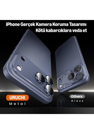İphone 17 Pro İçin Tasarlanmış Kamera Lens Koruyucu, 1:1 Mükemmel Uyum Tam Kapsamlı Mat Metal Temperli Cam Kamera Ekran Koruyucu Aksesuar, Kılıf Dostu Lacivert, İphone 17 Pro