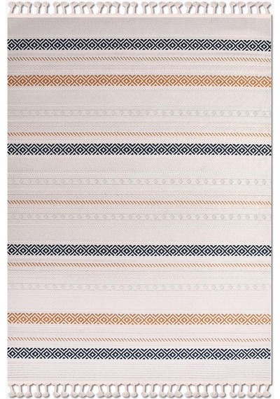 Bespoky Liza Geometrik Etnik Salon Halısı Makine Dokuma Krem - Ekru - 18504