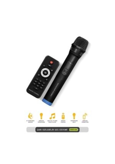Powerway Mt50 Şarjlı Mikrofonlu Hoparlör Karaoke Sistemi Taşınabilir Amfi Büyük Bluetooth Hoparlör