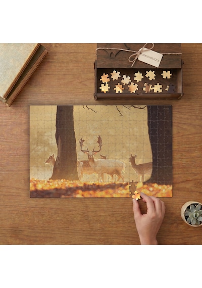 Ormanda Yürüyen Geyikler Tasarımı 240 Parça Ahşap Puzzle Ahşap Kutuda Mpy40134