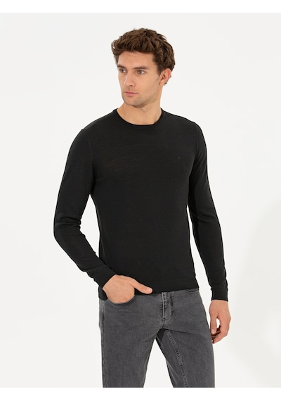 Cacharel Siyah Slim Fit Bisiklet Yaka Basic Triko Kazak Cacharel Siyah Slim Fit Bisiklet Yaka Basic Triko Kazak