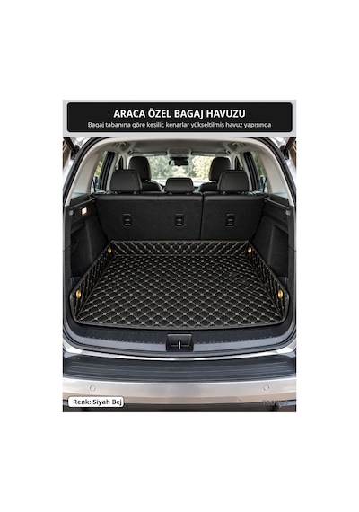 Opel Vectra 1996-2002 Uyumlu 8d Kapitone Deri Bagaj Havuzu Siyah Bej