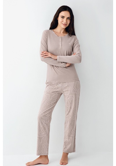 Pierre Cardin Kadın Kahverengi Pijama Takımı Pc9097-s-v1 Kahverengi