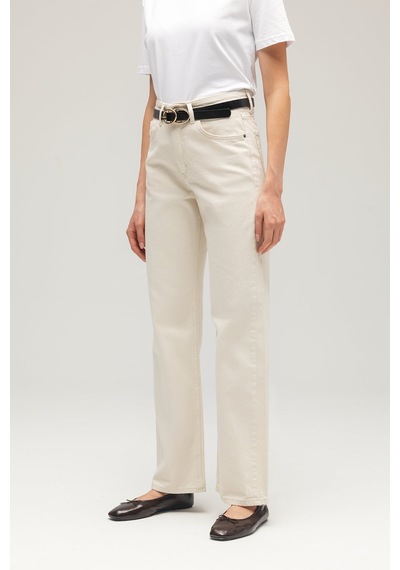 Sââde Kadın Yüksek Bel Mary Vintage Straight Fit Jean Pantolon Taş