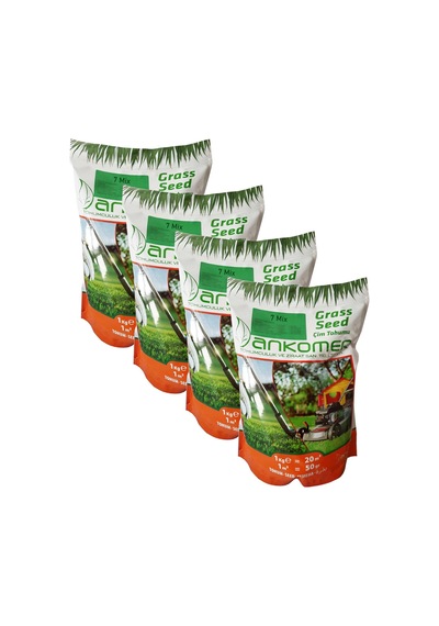 4 Adet Çim Tohumu İthal 7m Ankomer 1'lik Ambalajlarda Toplam 4 Kg. 7m Çim Tohumu 80 M2 Alan İçin