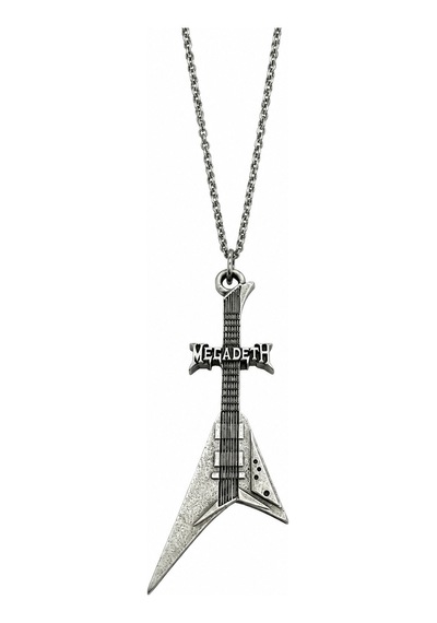 Megadeth Temalı Gitar Kolye Unisex Metal Müzik Zincirli Aksesuar Çok renkli