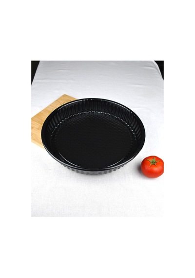 1 Adet Emaye Yuvarlak Fırın Tepsisi 29 Cm Tart Kalıbı Kek Tepsi Fırın Kabı 29x5 Cm Siyah