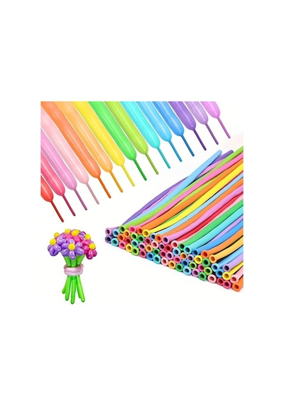 Vıp 100 Pcs Sausage Balloon Mıxed Color Vıp Kalite 100 Adet Sosis Balon Karışık Renkli Sosis Balon