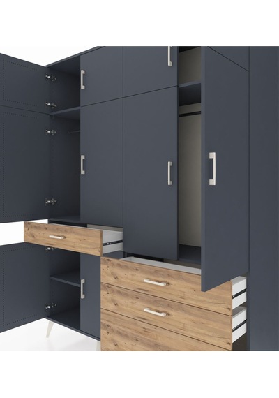 Hyperion Gardrop 5 Raflı 4 Çekmeceli 2 Askılı 176x44x221 Antrasit-antrasit/çam Antrasit/çam Hyperion Gardrop 5 Raflı 4 Çekmeceli 2 Askılı 176x44x221 Antrasit-antrasit/çam Antrasit/çam