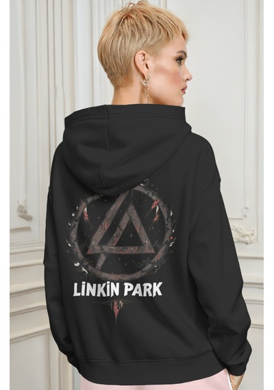 Sevbano Linkin Park Rock Metal Müzik Grubu Sırt Baskılı Unisex Oversize P Siyah