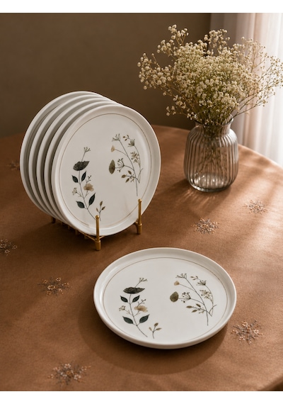 6'lı Porselen Arte Lotus Pasta Tabağı -5549 Çok Renkli