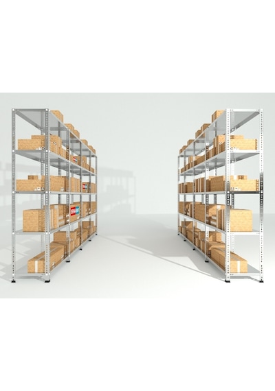 Raf Burada  4 Katlı Galvaniz Çelik Raf - Depo, Arşiv, Kiler, Dosya, Market Rafı-31x60x200 cm- 0.70 mm